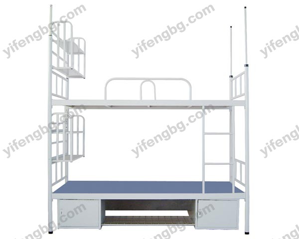 双层铁床 学生上下铺铁床 员工宿舍上下床 带鞋架柜子香河厂家